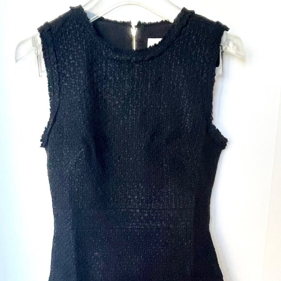 Kate Spade Dress Womens 0 Black Sheath Sleeveless Bow Tie Tweed Ruffle Short - Picture 4 of 15